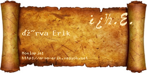 Árva Erik névjegykártya